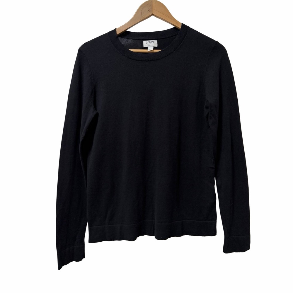 J Crew Womens Teddie Crewneck Sweater Size S‎ Black Office Capsule Closet Staple